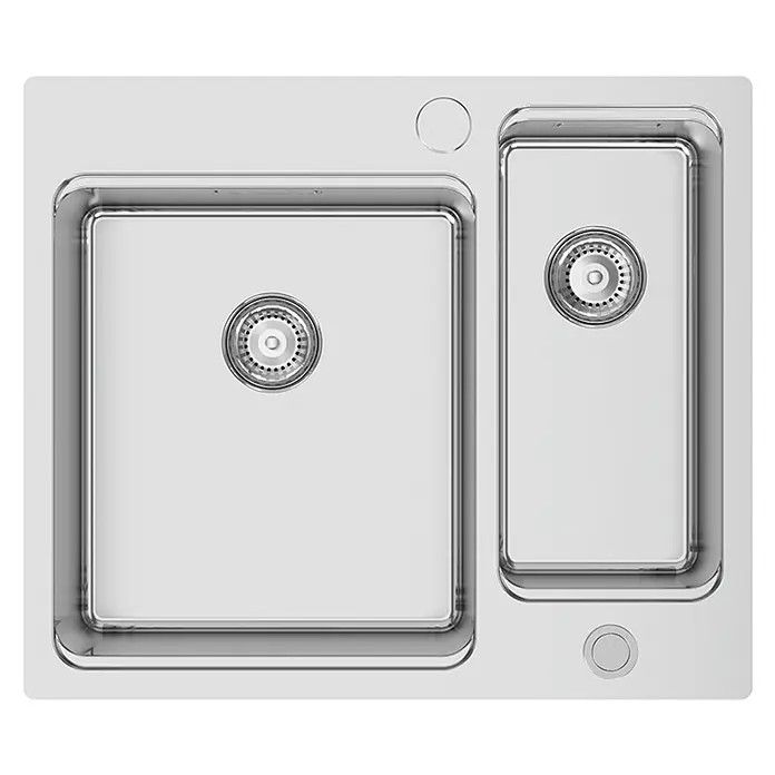 Rodi Fregadero encastrable UNA Reverse 60 - 50,5 x 59 cm, Acero inoxidable, Cromo - Vista superior