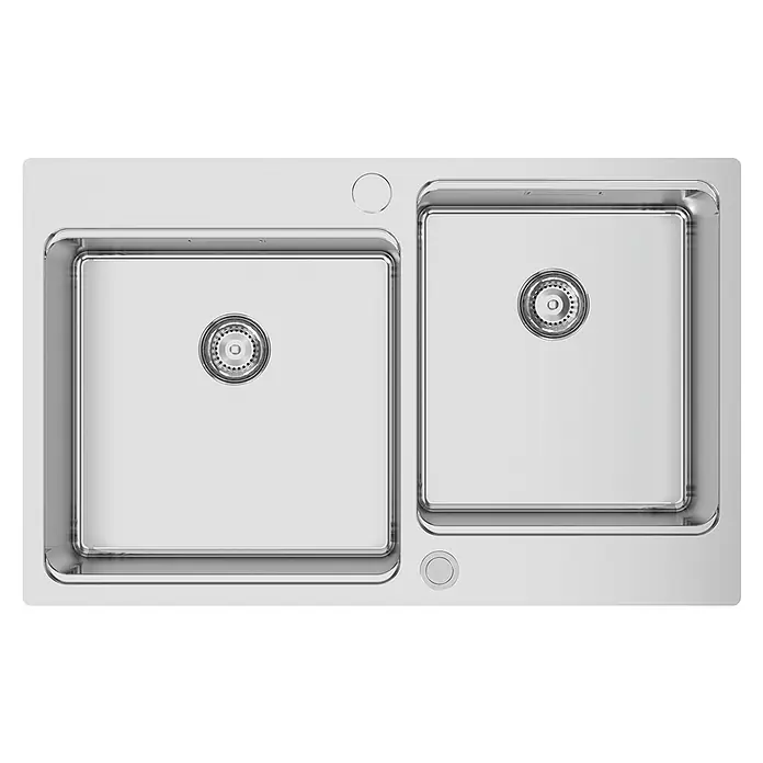 Rodi Fregadero encastrable UNA Reverse 81 - 50,5 x 81 cm, Acero inoxidable, Cromo - Vista superior