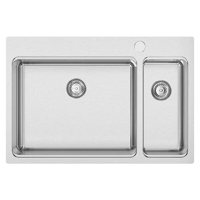 Rodi Fregadero encastrable UNA 72 - 50,5 x 75,5 cm, Acero inoxidable, Cromo - Vista superior