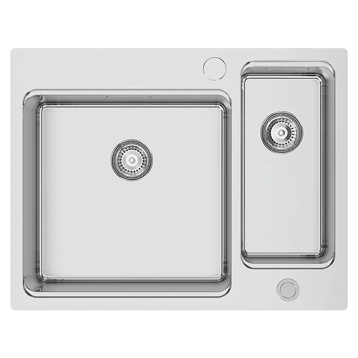 Rodi Fregadero encastrable UNA Reverse 65 - 50,5 x 65 cm, Acero inoxidable, Cromo - Vista superior