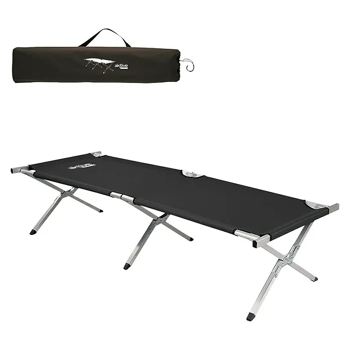 Aktive Tumbona de camping - L x An x Al: 190 x 64 x 42 cm, Antracita - Vista angular