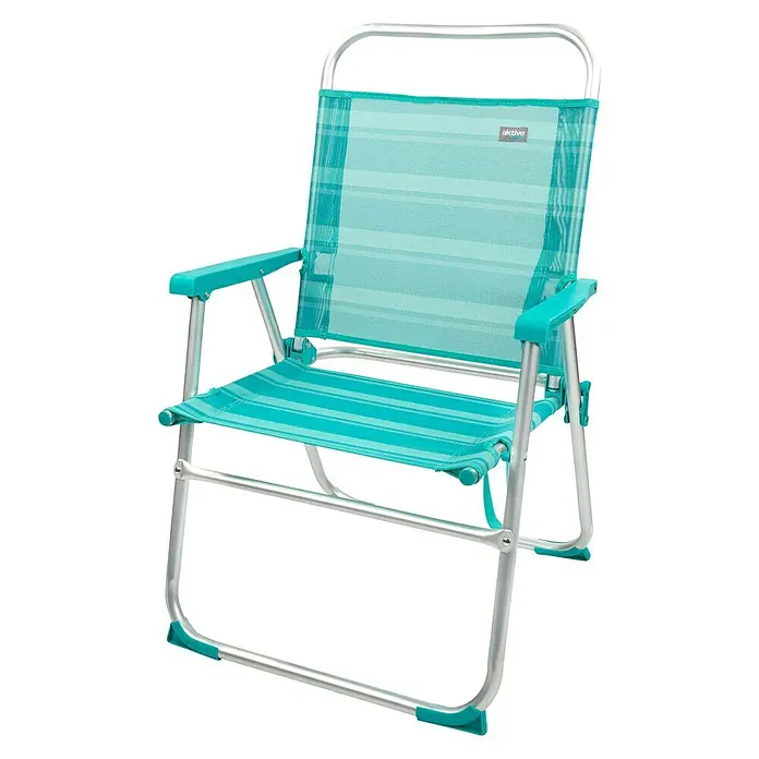 Aktive Silla de playa Mediterráneo - 56 x 50 x 88 cm, Aluminio, Turquesa - Vista angular
