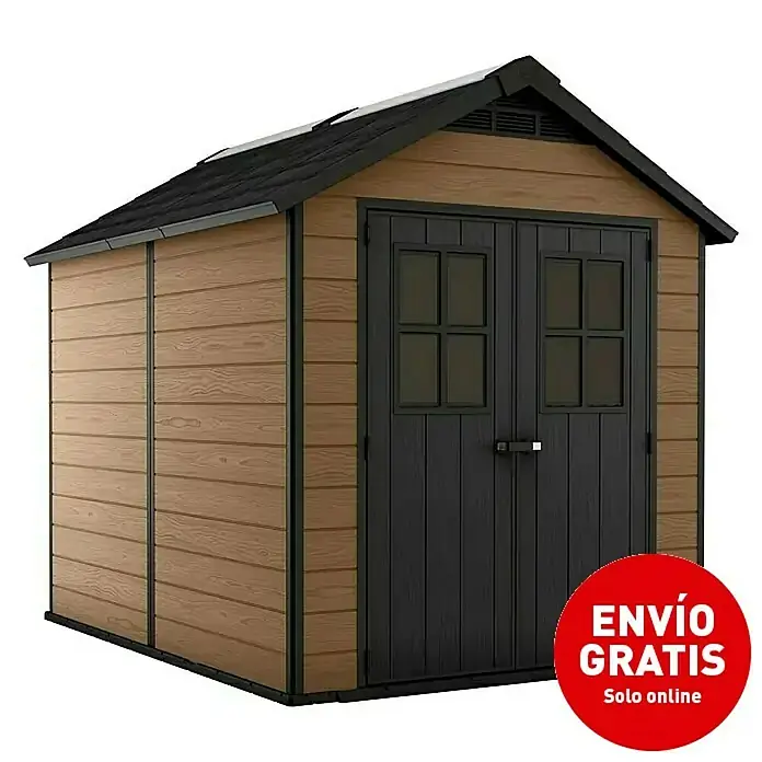 Keter Caseta para jardín Newton 759 - 287 cm, 228 cm, Plástico, Marrón/Negro - Vista angular