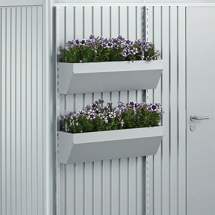 Biohort Blumenkasten FloraBoard - Länge: 82 cm, Silber - Linke Seitenansicht