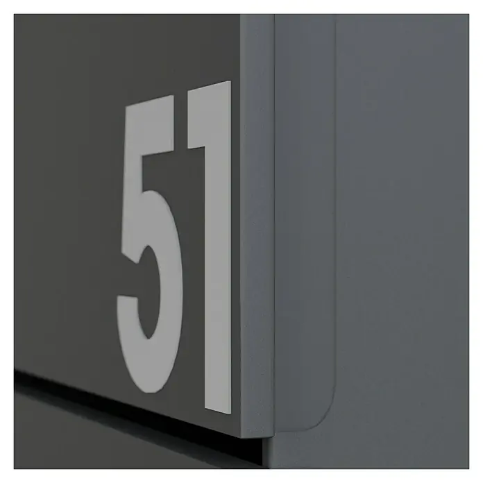 Standbriefkasten Maximus - L x B x H: 14 x 39,5 x 115 cm, Stahl, RAL 7016 - Detailaufnahme