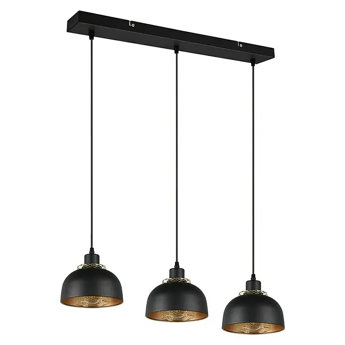 Reality Leuchten Punch Pendelleuchte - 120 W, L x B x H: 20 mm x 65 cm x 150 cm, Schwarz matt, E27 - Diagonale Ansicht