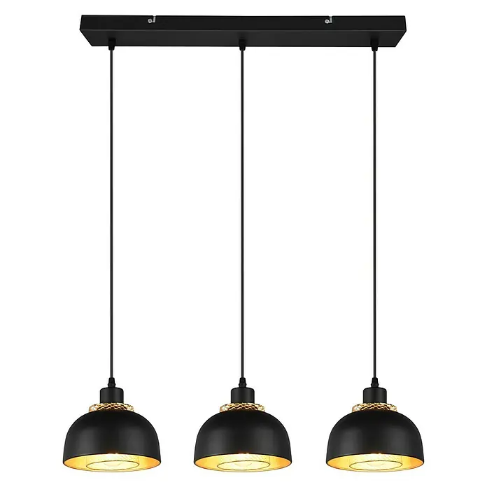 Reality Leuchten Punch Pendelleuchte - 120 W, L x B x H: 20 mm x 65 cm x 150 cm, Schwarz matt, E27 - Vorderansicht