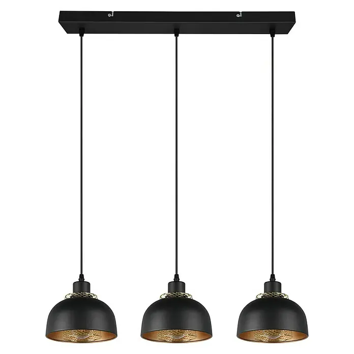 Reality Leuchten Punch Pendelleuchte - 120 W, L x B x H: 20 mm x 65 cm x 150 cm, Schwarz matt, E27 - Vorderansicht