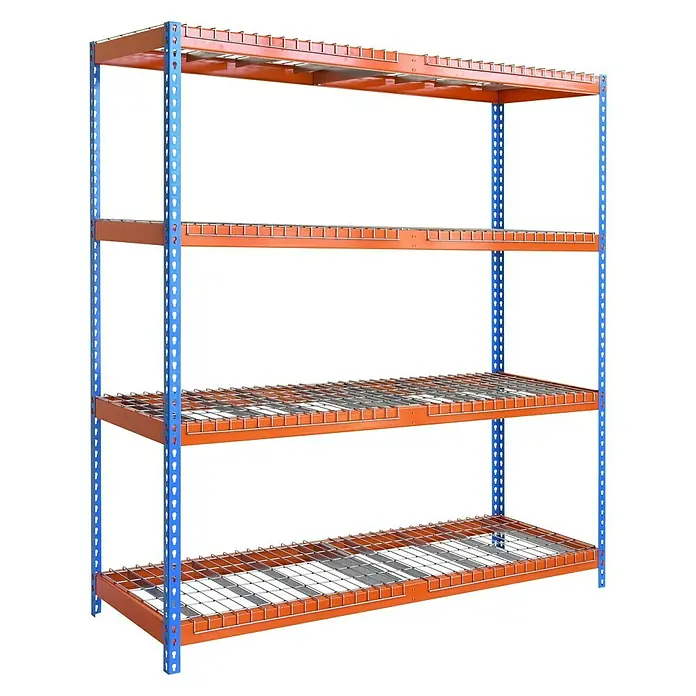 Simonrack Ecoforte Systemregal Rex - L x B x H: 60 x 180 x 250 cm, Traglast: 400 kg/Boden, Anzahl Böden: 4 Stk., Stecken, Blau/Orange - Diagonale Ansicht