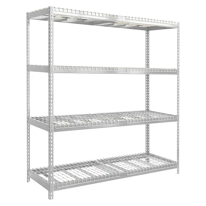 Simonrack Ecoforte Systemregal Rex - L x B x H: 60 x 180 x 200 cm, Traglast: 400 kg/Boden, Anzahl Böden: 4 Stk., Stecken, Silber - Diagonale Ansicht