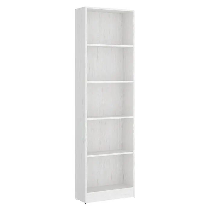 Estantería de madera DJ - L x Al: 26 x 185 cm, Melamina, Blanco - Vista angular