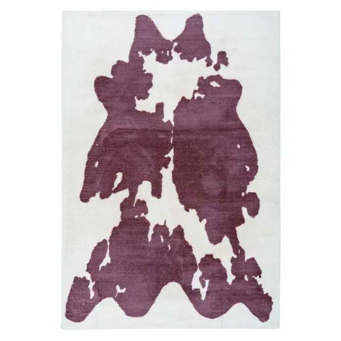 Kayoom Hochflorteppich Kuh - Lilac/Weiß, 230 x 160 cm, 100 % Polyester - Ansicht von oben