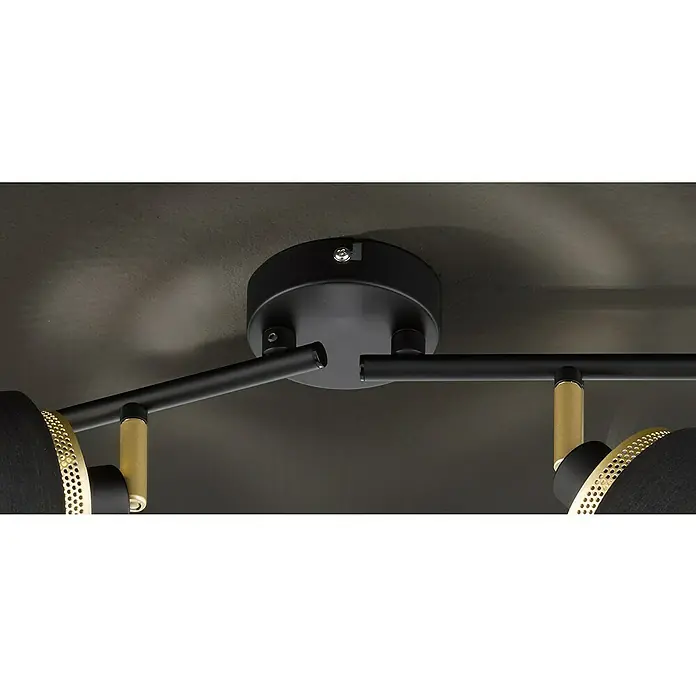 WOFI Grove Deckenstrahler - 112 W, L x B x H: 85 x 10 x 21,5 cm, Schwarz/Gold, E14, 4 Stk. - Detailaufnahme