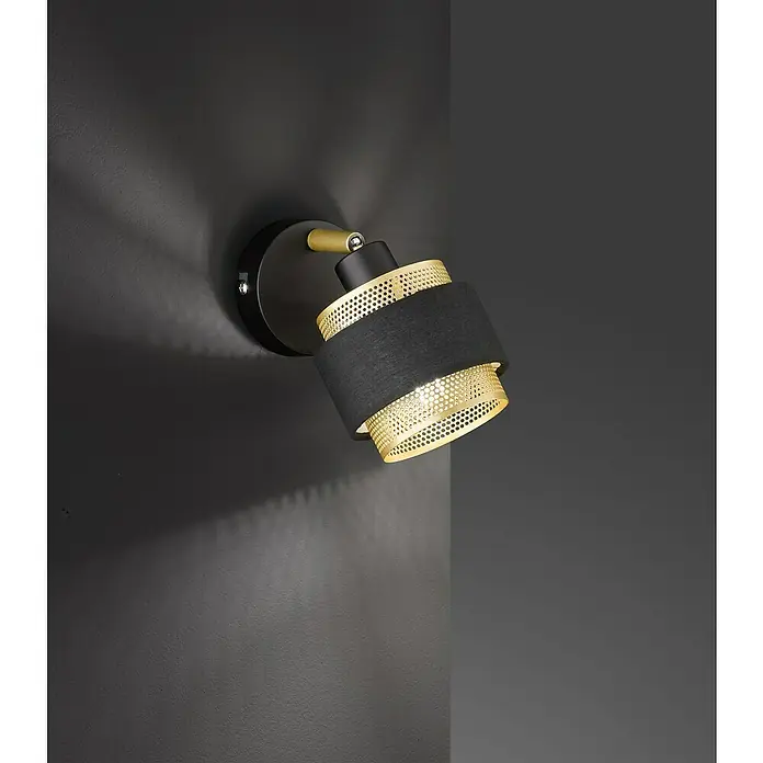 WOFI Grove Deckenstrahler - 28 W, L x B x H: 10 x 18,5 x 13 cm, Schwarz/Gold, E14, 1 Stk. - Stimmungsaufnahme