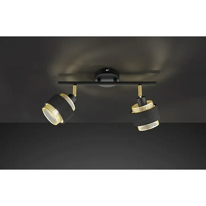 WOFI Grove Deckenstrahler - 56 W, L x B x H: 48 x 10 x 21 cm, Schwarz/Gold, E14, 2 Stk. - Stimmungsaufnahme