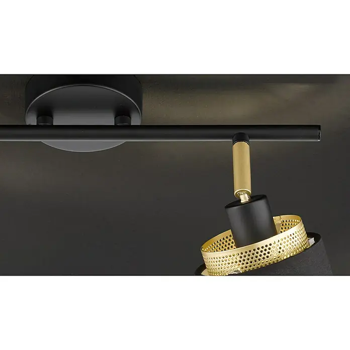 WOFI Grove Deckenstrahler - 56 W, L x B x H: 48 x 10 x 21 cm, Schwarz/Gold, E14, 2 Stk. - Detailaufnahme