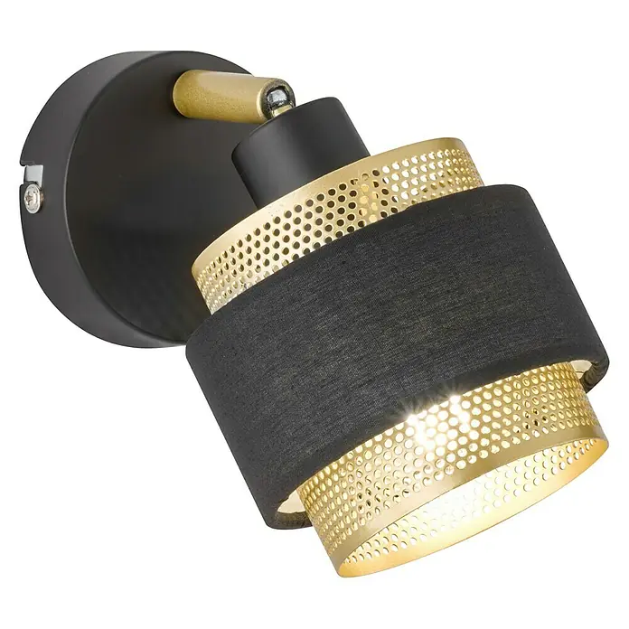 WOFI Grove Deckenstrahler - 28 W, L x B x H: 10 x 18,5 x 13 cm, Schwarz/Gold, E14, 1 Stk. - Diagonale Ansicht