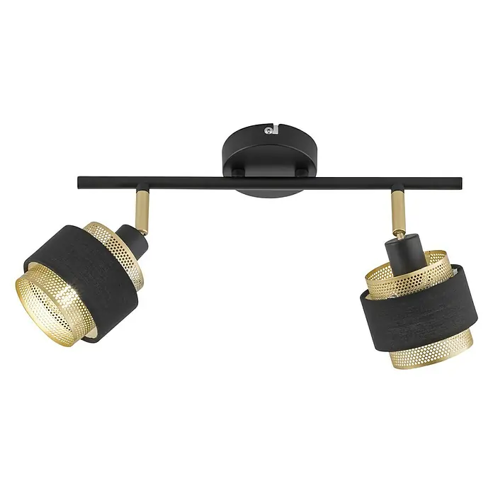 WOFI Grove Deckenstrahler - 56 W, L x B x H: 48 x 10 x 21 cm, Schwarz/Gold, E14, 2 Stk. - Vorderansicht