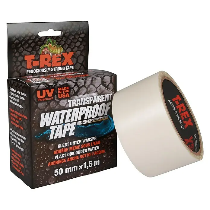 T-Rex Reparaturband Waterproof Tape - Transparent, 1,5 m x 50 mm - Diagonale Ansicht