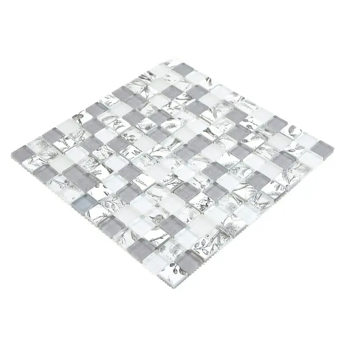 Mosaikfliese Quadrat Crystal XCM JT12 - 29,8 x 29,8 cm, Grau, Glänzend - Ansicht von oben