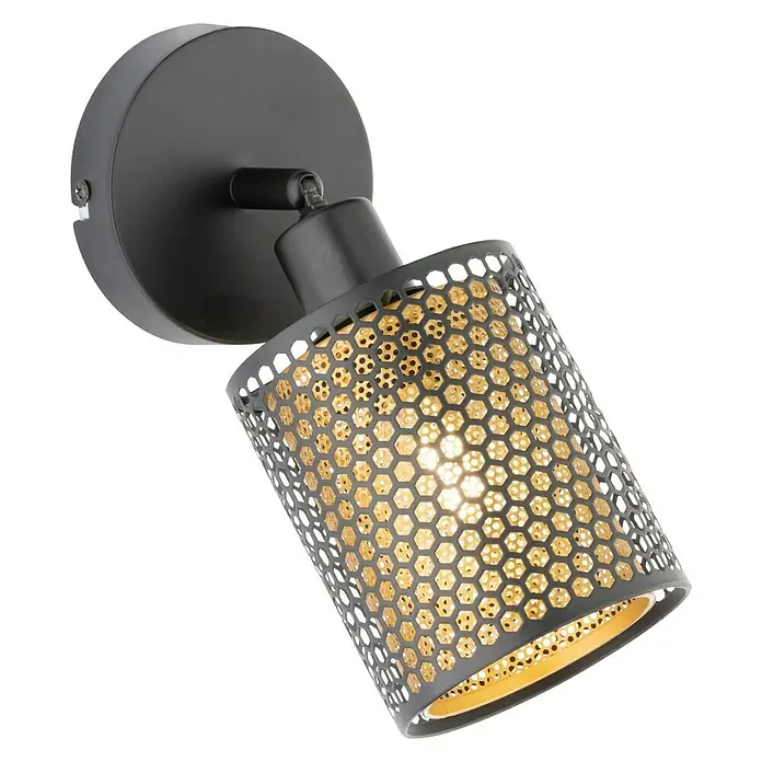 WOFI Cheval Deckenstrahler - 28 W, L x B x H: 10 x 18 x 22,5 cm, Schwarz/Gold, E14, 1 Stk. - Diagonale Ansicht