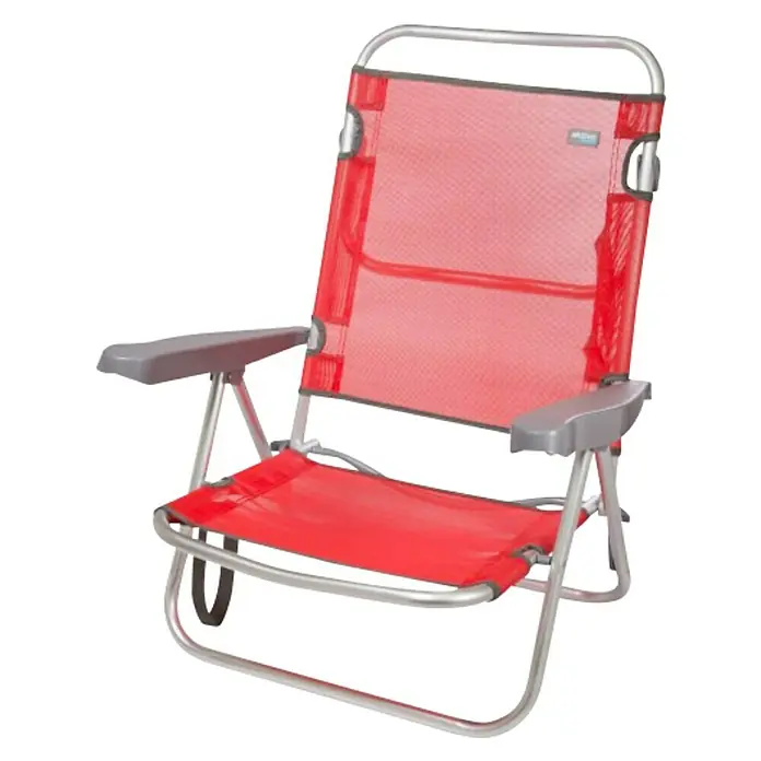 Aktive Silla de playa Menorca - 61 x 48 x 80 cm, Aluminio, Rojo - Vista angular