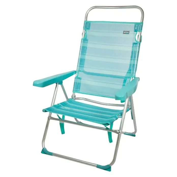 Aktive Silla de playa Mediterráneo - 63 x 57 x 99 cm, Aluminio, Turquesa - Vista angular