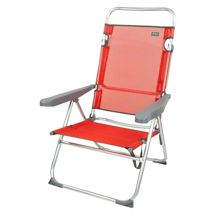 Aktive Silla de playa Menorca - 63 x 57 x 99 cm, Aluminio, Rojo - Vista angular