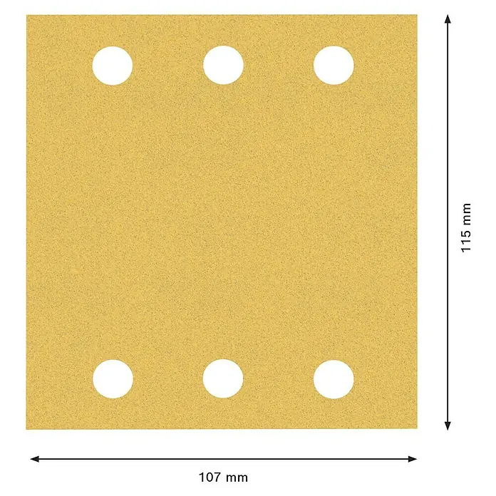 Bosch Expert Schleifblätter C470 - Körnung: 120, 115 x 107 mm, Klettbefestigung, 10 Stk. - Skizze