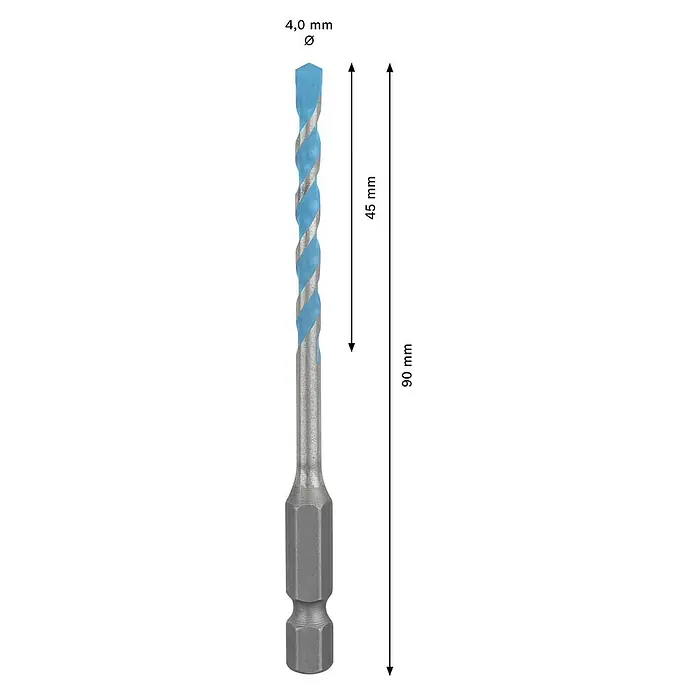 Bosch Professional Expert Bohrer Hex-9 - Durchmesser: 4 mm, Arbeitslänge: 45 mm - Skizze