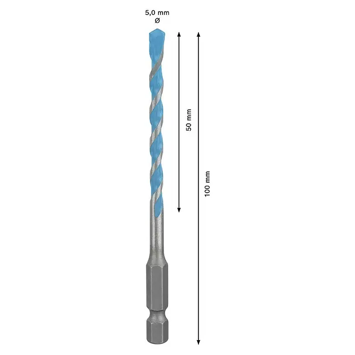Bosch Professional Expert Bohrer Hex-9 - Durchmesser: 5 mm, Arbeitslänge: 50 mm - Skizze