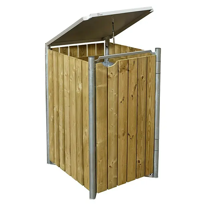 Hide Mülltonnenbox - 63,4 x 60,4 x 115,2 cm, Passend für: 1 Mülltonne 110 - 140 l, Holz, Natur - Linke Seitenansicht
