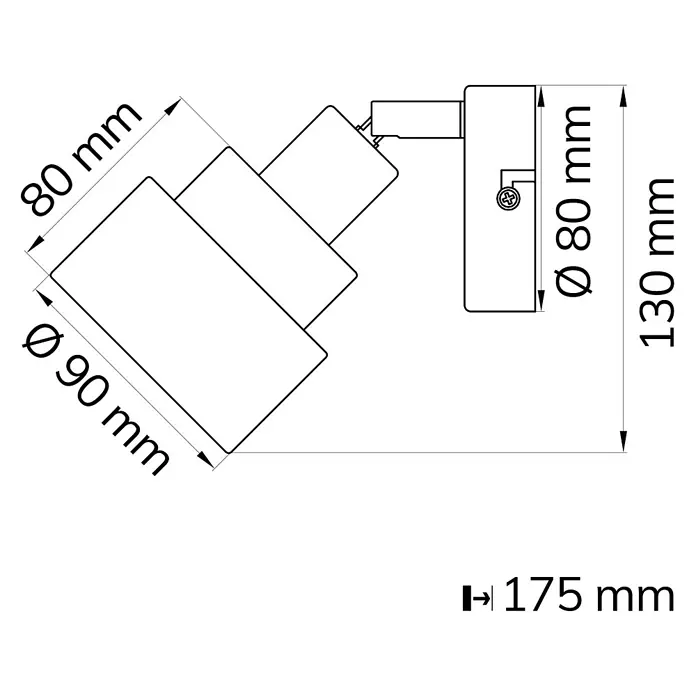 WOFI Naples Deckenstrahler - 28 W, L x B x H: 9 x 13 x 17,5 cm, Chrom, E14, 1 Stk. - Skizze