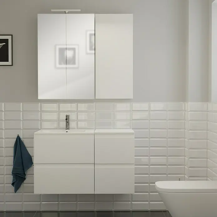 Camargue Espacio Kupaonski ormarić za nasadni umivaonik - 60 x 46 x 60 cm, 2 ladice, Gama bijela mat - Živopisni prikaz