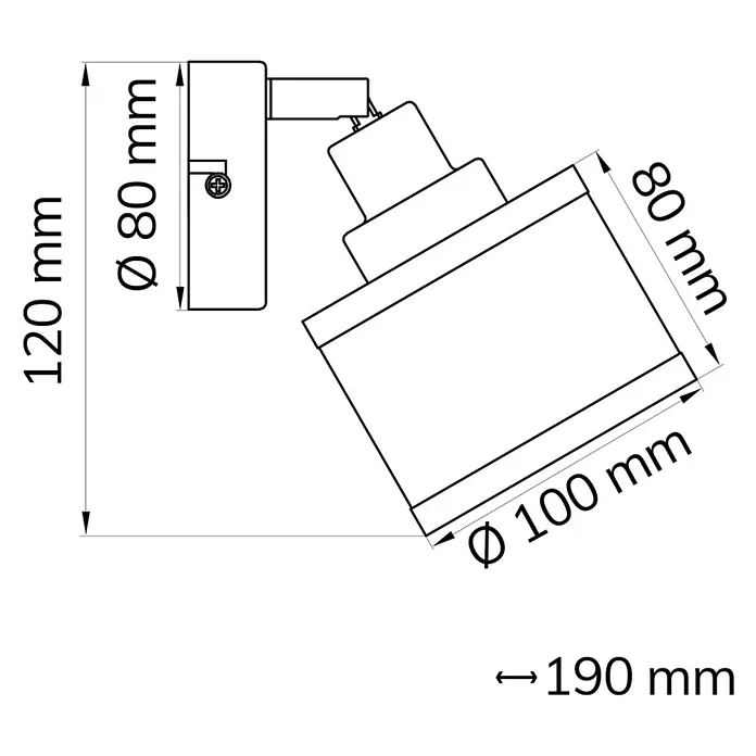 WOFI Deckenstrahler Alexia - 28 W, L x B x H: 11,4 x 10 x 19 cm, Chrom, E14, 1 Stk. - Skizze