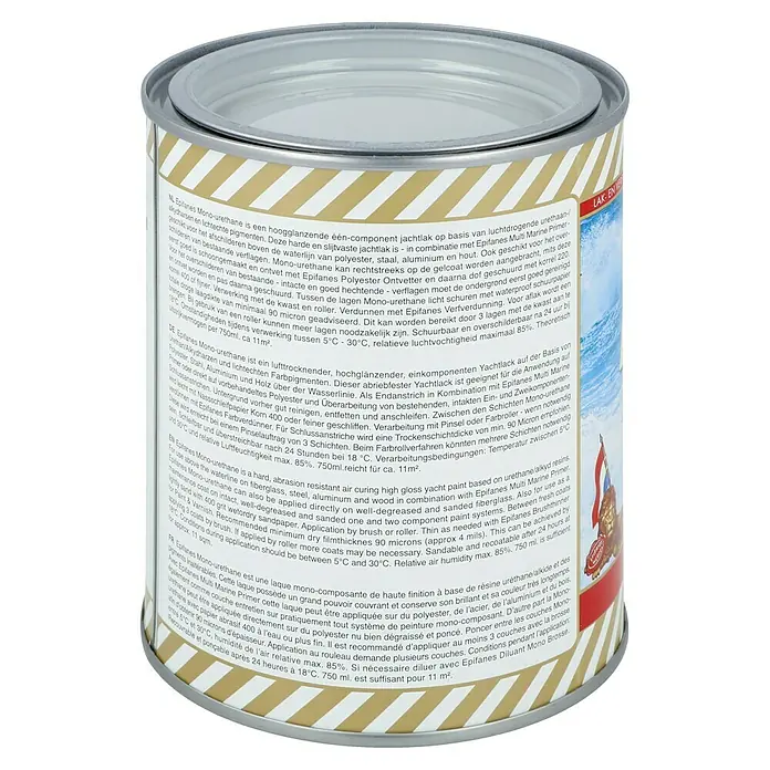 Epifanes Yachtlack Mono-Urethan - Mittelgrau 3212, 750 ml - Rückansicht