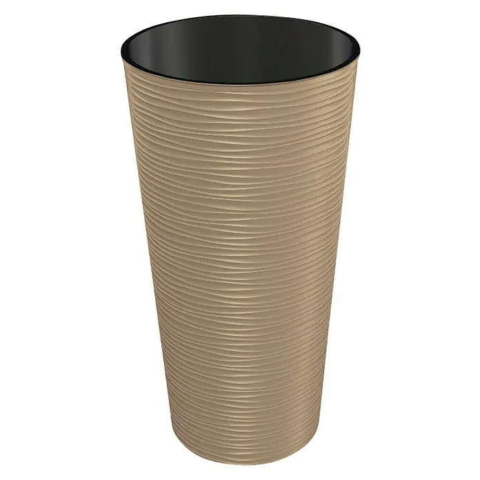 Visoka okrugla posuda za biljke Aurora - Vanjska dimenzija (ø x V): 30 cm x 57 mm, Plastika, Smeđe boje - Pogled sprijeda