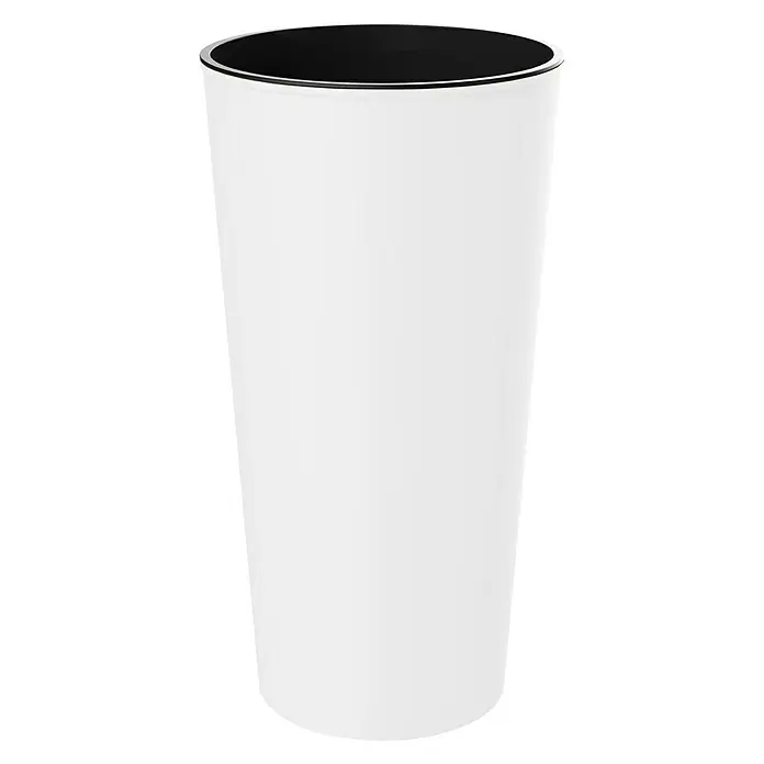 Visoka okrugla posuda za biljke Aurora - Vanjska dimenzija (ø x V): 30 x 57 cm, Plastika, Bijele boje - Pogled sprijeda