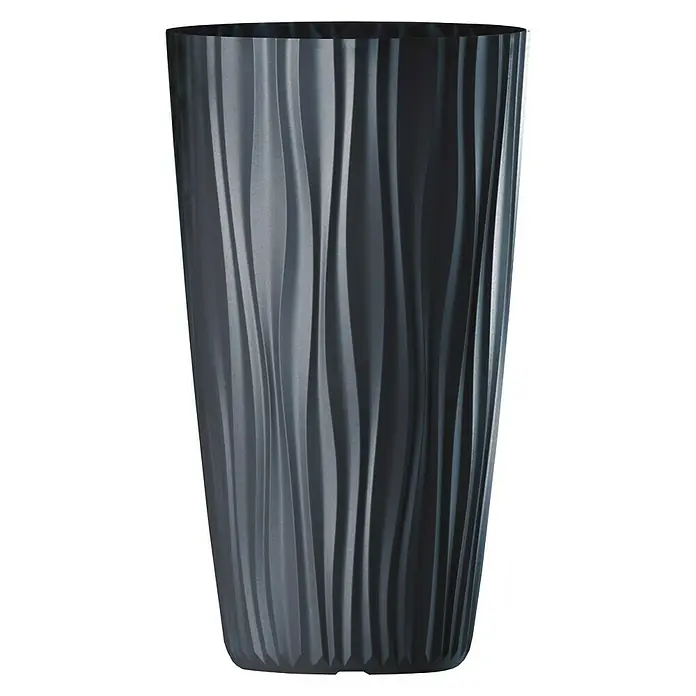 Visoka okrugla posuda za biljke Bora - Vanjska dimenzija (ø x V): 28 x 50 cm, Plastika, Antracit - Pogled sprijeda