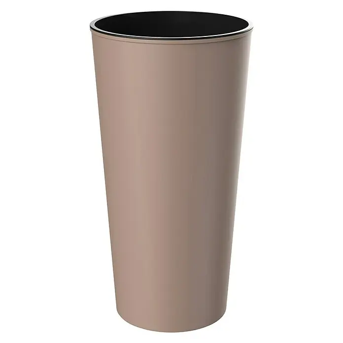 Visoka okrugla posuda za biljke Aurora - Vanjska dimenzija (ø x V): 30 x 57 cm, Plastika, Smeđe boje - Pogled sprijeda
