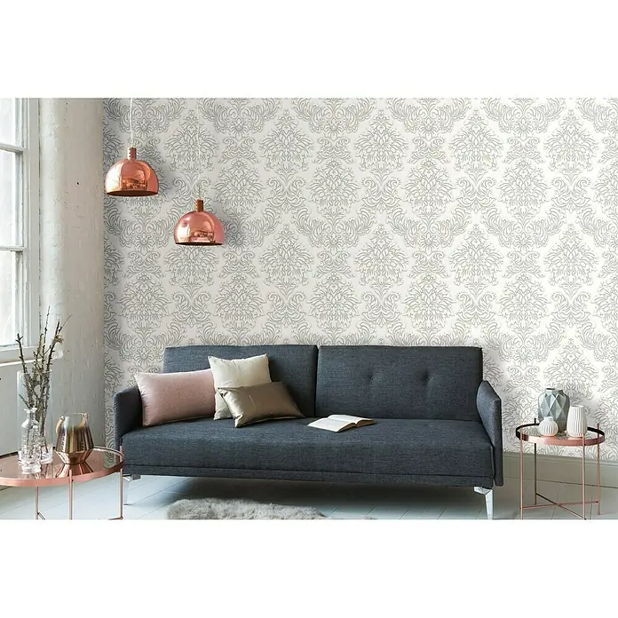 AS Creation Metropolitan Stories Vliestapete Damask - Altweiß, Ornament, 10,05 x 0,53 m - Stimmungsaufnahme