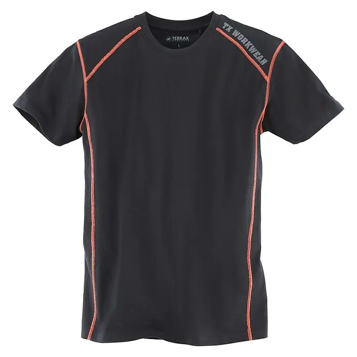 Terrax Workwear T-Shirt - Konfektionsgröße: M, Schwarz/Rot - Vorderansicht
