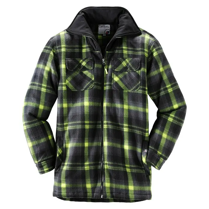 Terrax Workwear Herren-Hemd - Konfektionsgröße: XXL, Schwarz/Limette kariert - Vorderansicht
