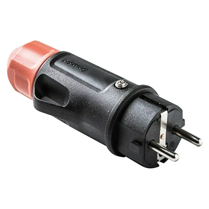 Famatel Clavija TT con prensaestopa - Negro/rojo, IP54, 16 A - Vista angular