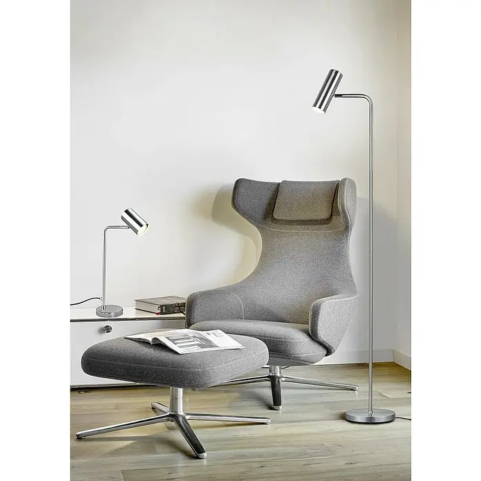 Trio Lighting Marley Lámpara de pie - 5 W, Altura: 151 cm, Níquel, Níquel, GU10 - Vista de perfil izquierdo