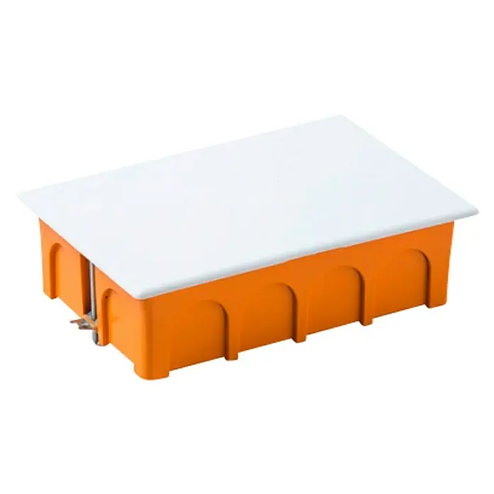 Famatel Caja de empotrar con tapa Pladur - 10 x 16 x 5 cm, Empotrado, Naranja - Vista angular