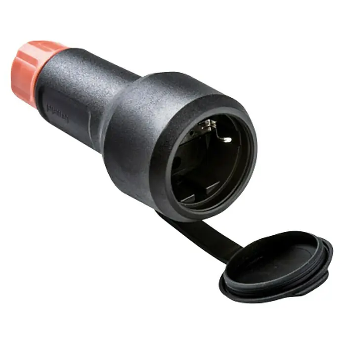 Famatel Base aérea de goma TT con tapa - Negro/Rojo, 16 A, IP54 - Vista angular