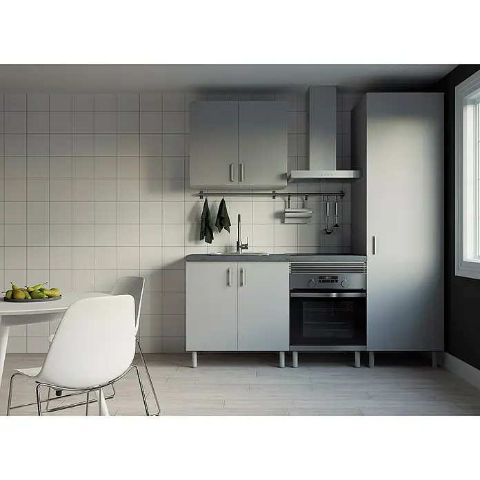 Top Element Cocina compacta - Ancho: 2 m, Sin electrodomésticos, Gris, 4 pzs. - Foto ambiente