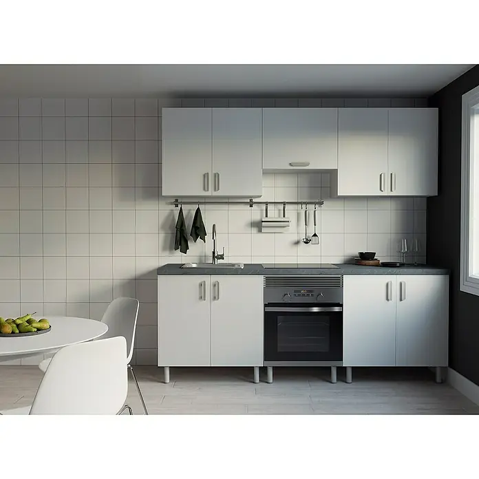 Top Element Cocina compacta - Ancho: 2,2 m, Sin electrodomésticos, Blanco, 5 pzs. - Foto ambiente