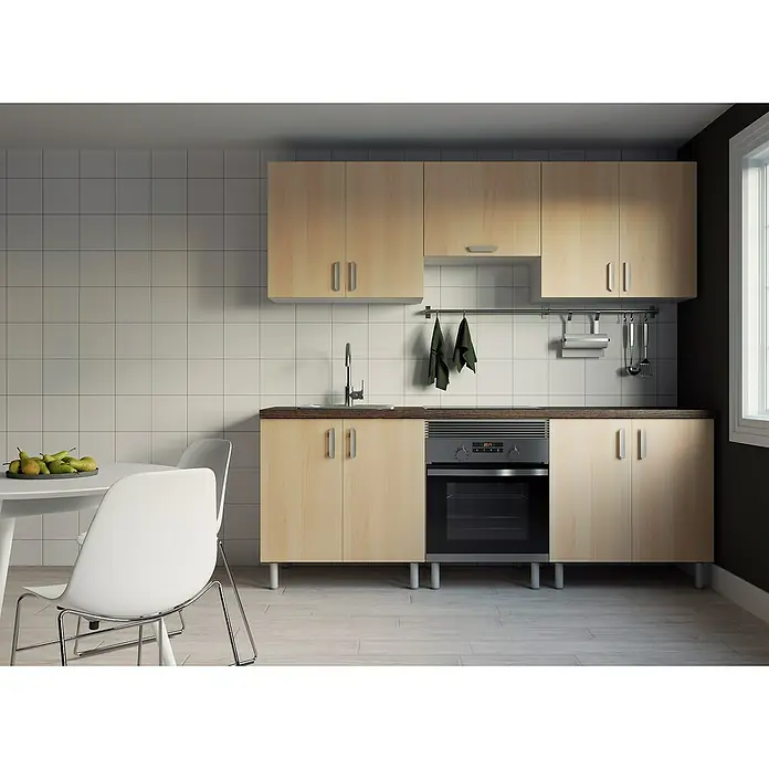 Top Element Cocina compacta - Ancho: 2,2 m, Sin electrodomésticos, Haya, 5 pzs. - Foto ambiente